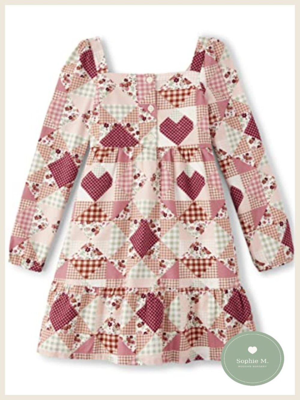 Girls Toddler Long Sleeve Tiered Dress 100% Cotton Twill Ruffled Hem - Picture 2 of 4